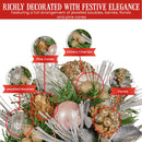 Christabelle 33cm Christmas Bouquet Pre Decorated Holiday Floral Arrangement w/Jewelled Baubles, Berries, Flowers & Pine