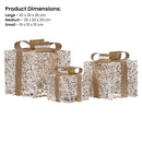 Christabelle Set of 3 Battery Operated Golden Christmas Gift Boxes w/Warm White LED Lights Indoor Decorative Holiday