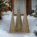 Christabelle Pre-lit Gold Cone Christmas Trees Set Of 3 Warm White Led Lights