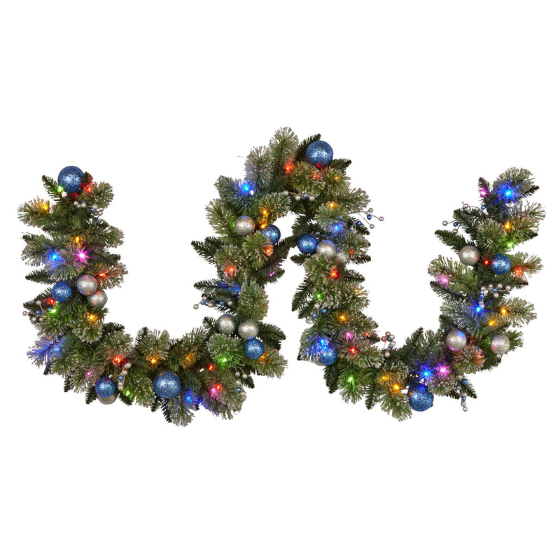 Swishmas 274cm Blue Collection Multicolour Pre-Lit Christmas Garland