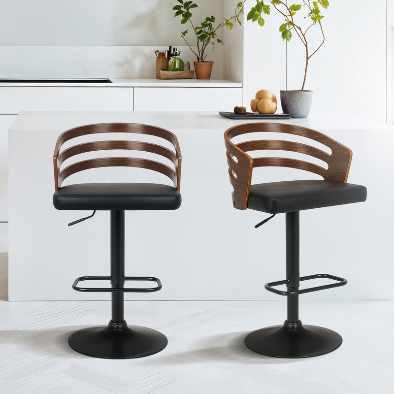 Bentwood Walnut Barstool Leather Seat And Metal Base
