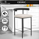 Cedric Bar Stool W/ High-density Foam Upholstered In PU Leather Sturdy Iron Frame In Black And Beige
