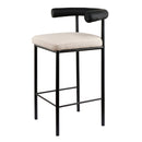 Cedric Bar Stool W/ High-density Foam Upholstered In PU Leather Sturdy Iron Frame In Black And Beige