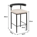 Cedric Bar Stool W/ High-density Foam Upholstered In PU Leather Sturdy Iron Frame In Black And Beige