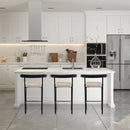 Cedric Bar Stool W/ High-density Foam Upholstered In PU Leather Sturdy Iron Frame In Black And Beige