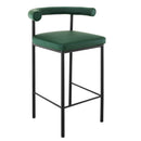 Cedric Bar Stool W/ High-density Foam Upholstered In Pu Leather Sturdy Iron Frame Green