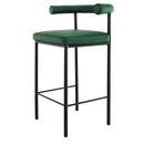 Cedric Bar Stool W/ High-density Foam Upholstered In Pu Leather Sturdy Iron Frame Green