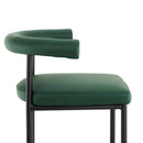 Cedric Bar Stool W/ High-density Foam Upholstered In Pu Leather Sturdy Iron Frame Green