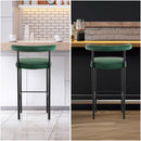 Cedric Bar Stool W/ High-density Foam Upholstered In Pu Leather Sturdy Iron Frame Green