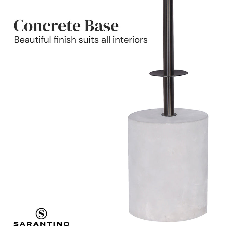 Sarantino Concrete & Metal Table Lamp with Off-White Linen Shade