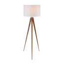 Sarantino Metal Tripod Floor Spot Lamp Shade Drum in Wooden Finish