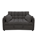 Sarantino Quincy 2-Seater Velvet Sofa Bed in Dark Grey with Wooden Frame and Tufted Design - Dark Grey