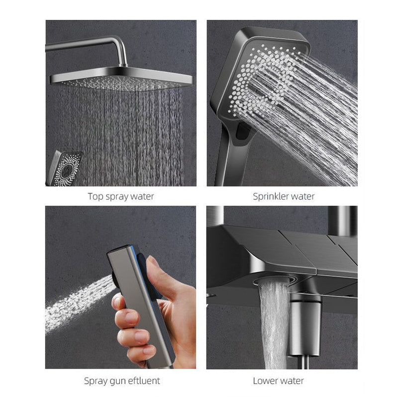 S26 Luxury Shower System Hot Cold Mixer Shower Set Bathroom Thermostatic SPA Rainfall Bath Tap Bathtub Wall Mount LED Digital Faucet