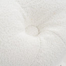 Bouclé White Ottoman-Round