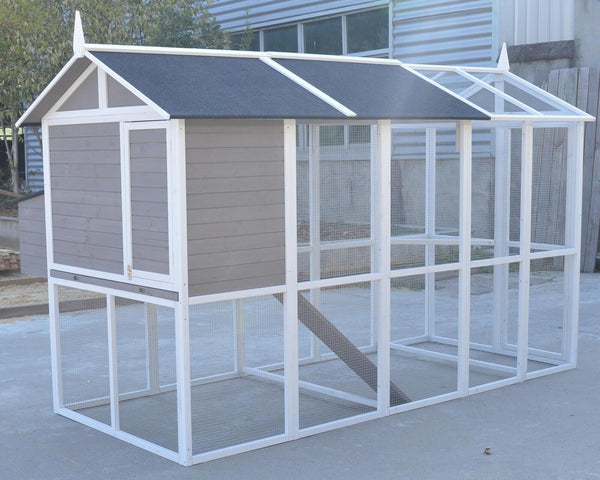 Grey XXL Chicken Coop Rabbit Guinea Pig Hutch Ferret Hen Cat Bird House