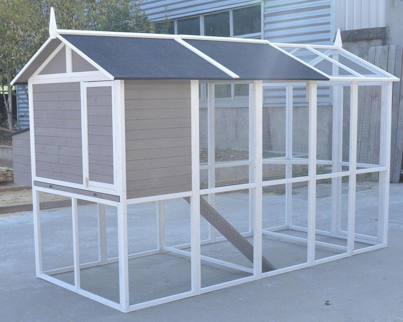 Grey XXL Chicken Coop Rabbit Guinea Pig Hutch Ferret Hen Cat Bird House