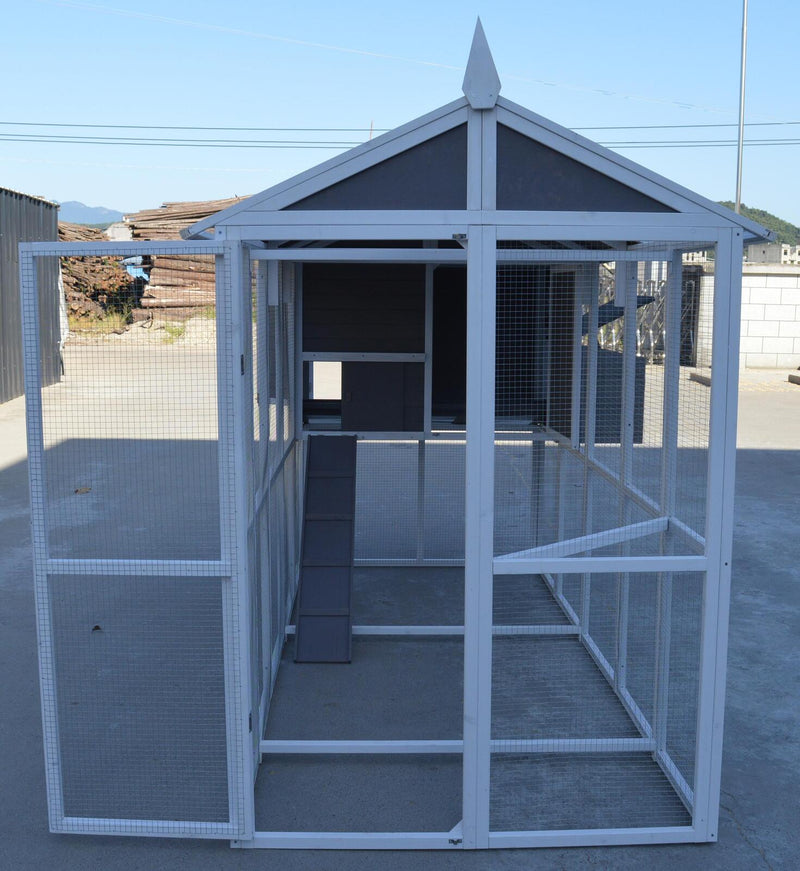 Grey XXL Chicken Coop Rabbit Guinea Pig Hutch Ferret Hen Cat Bird House