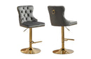 Sahara Dark Grey Barstool with Gold Stand -Set of 2