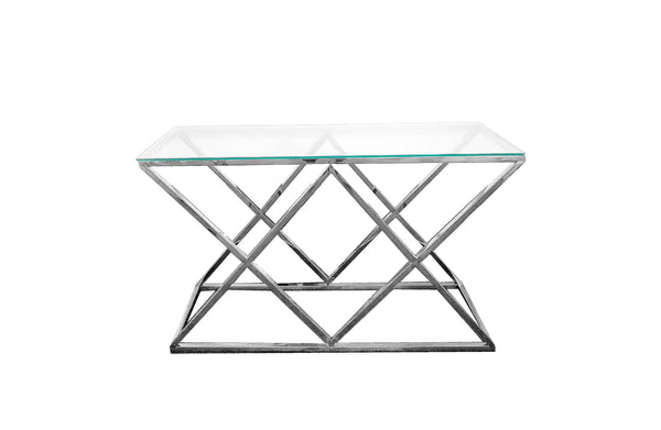 Alsea Console Table Silver Base - Clear Glass