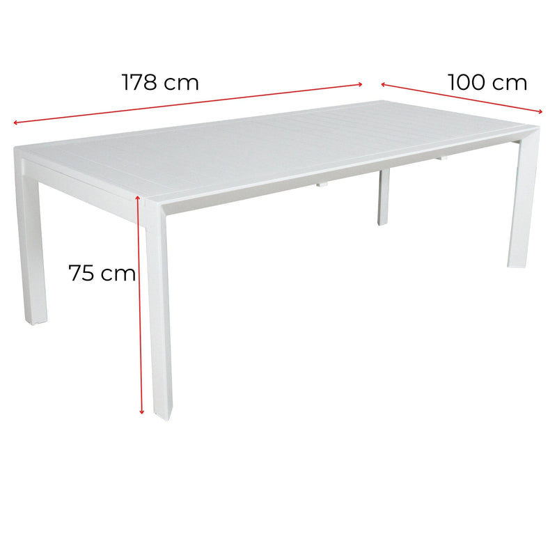 Iberia 7pc Set 178cm Aluminium Outdoor Dining Table Chair White