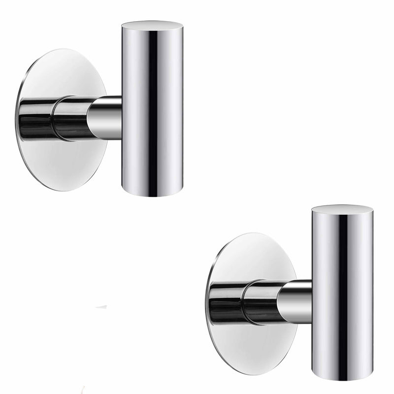 2 Pcs Wall Mount Self Adhesive Bathroom Towel Hooks Holder Cloth Hanger Hook Door Hanger Poliched Chrome