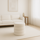 White Boucle Ottoman