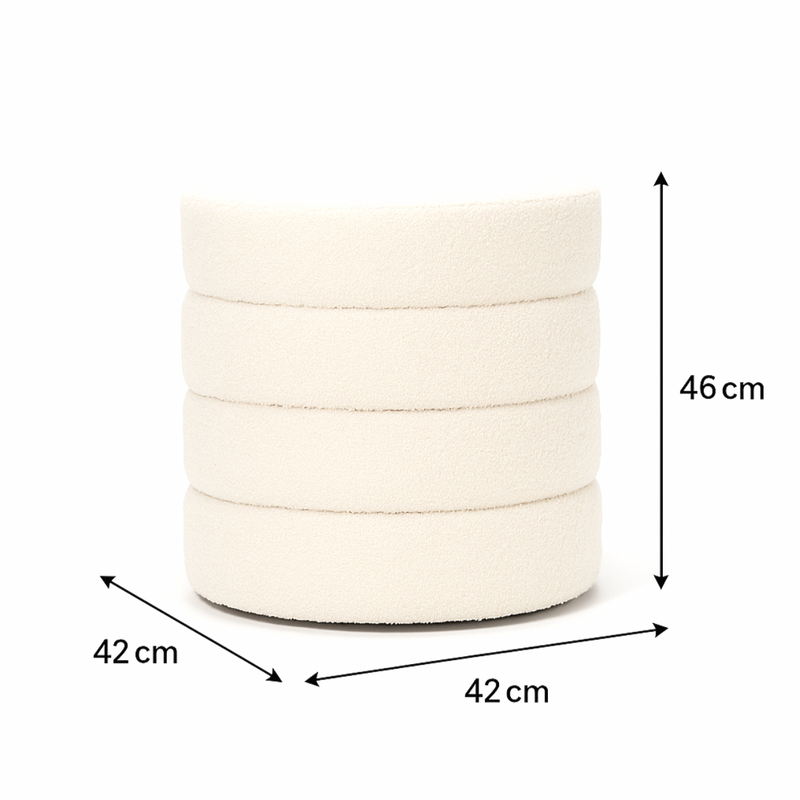 White Boucle Ottoman