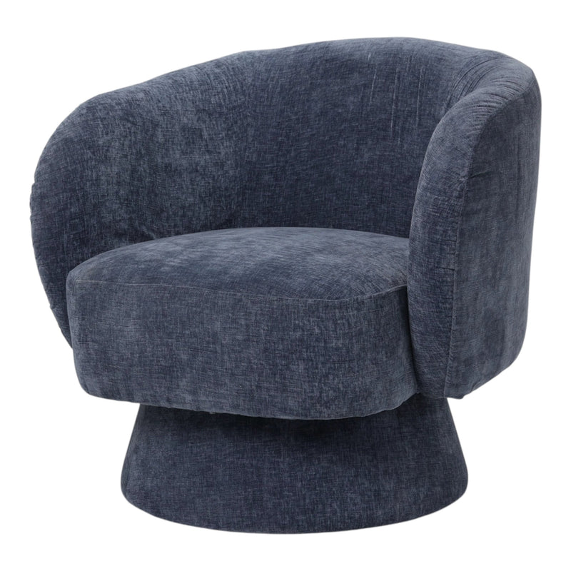 Swivel Armchair – Chenille Denim Blue
