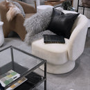 Swivel Armchair – Chenille Pearl White