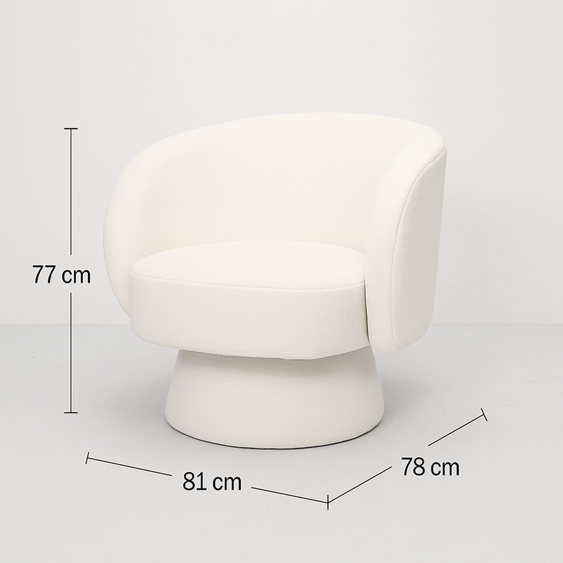 Swivel Armchair – Chenille Pearl White