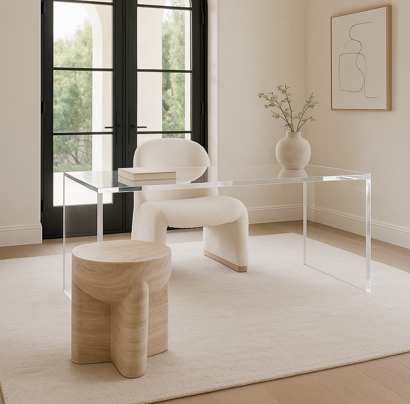 Curved Boucle Armchair – Sculptural White