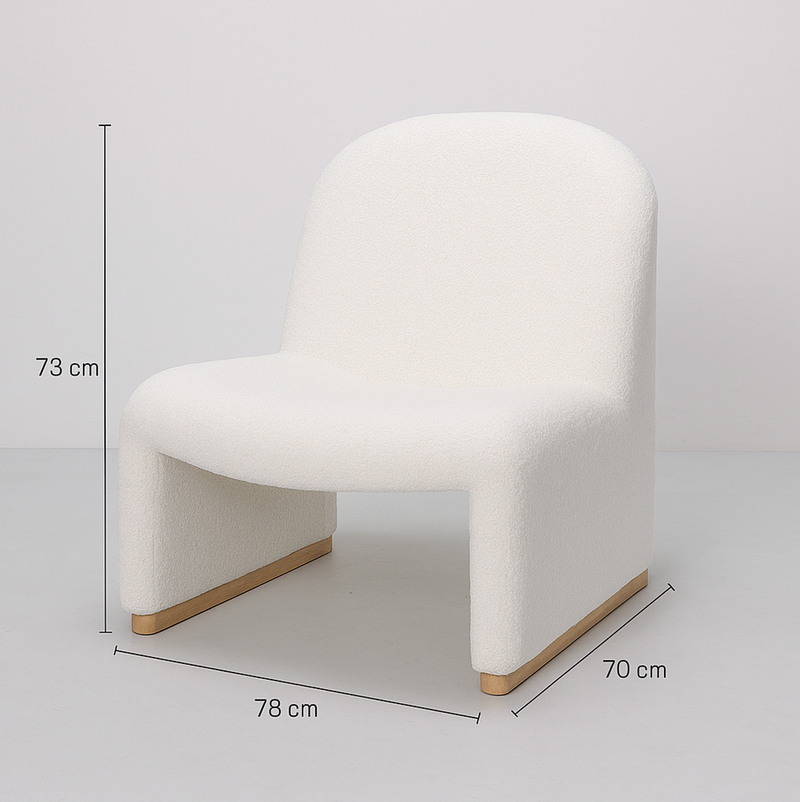 Curved Boucle Armchair – Sculptural White