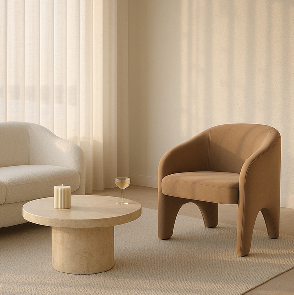 Sculptural Accent Chair – Velvet Chocolate