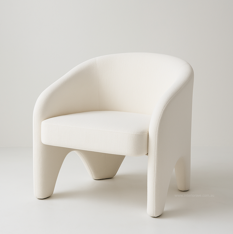 Sculptural Accent Chair – White Chenille