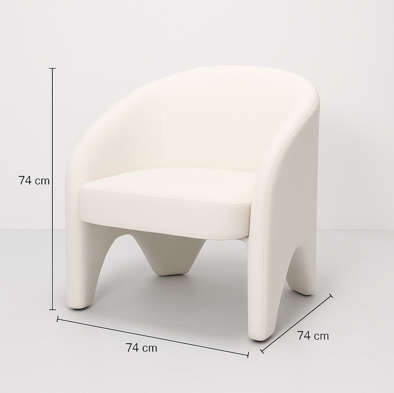 Sculptural Accent Chair – White Chenille