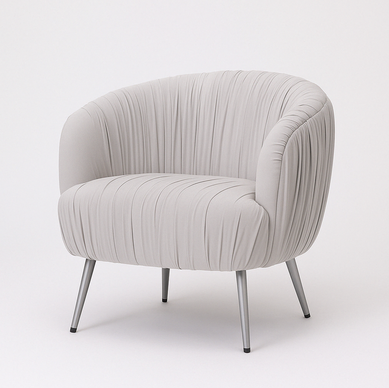 Pleated Velvet Accent Chair – Pearl Grey