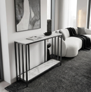Interior Ave - Bronte Dual Layer Marble Stone Console - White Marble Stone