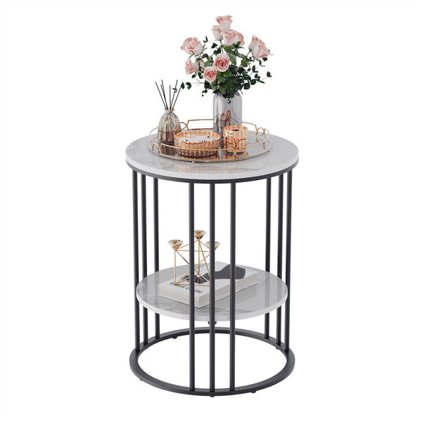 Interior Ave - Cleo Black Two Shelf Stone Side Table