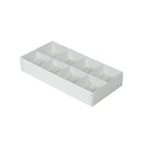 100 Pack of White Card Chocolate Sweet Soap Product Retail Gift Box - 8 bay 3cm Compartments - Clear Slide On Lid - 16x8x3cm