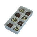 100 Pack of White Card Chocolate Sweet Soap Product Retail Gift Box - 8 bay 3cm Compartments - Clear Slide On Lid - 16x8x3cm