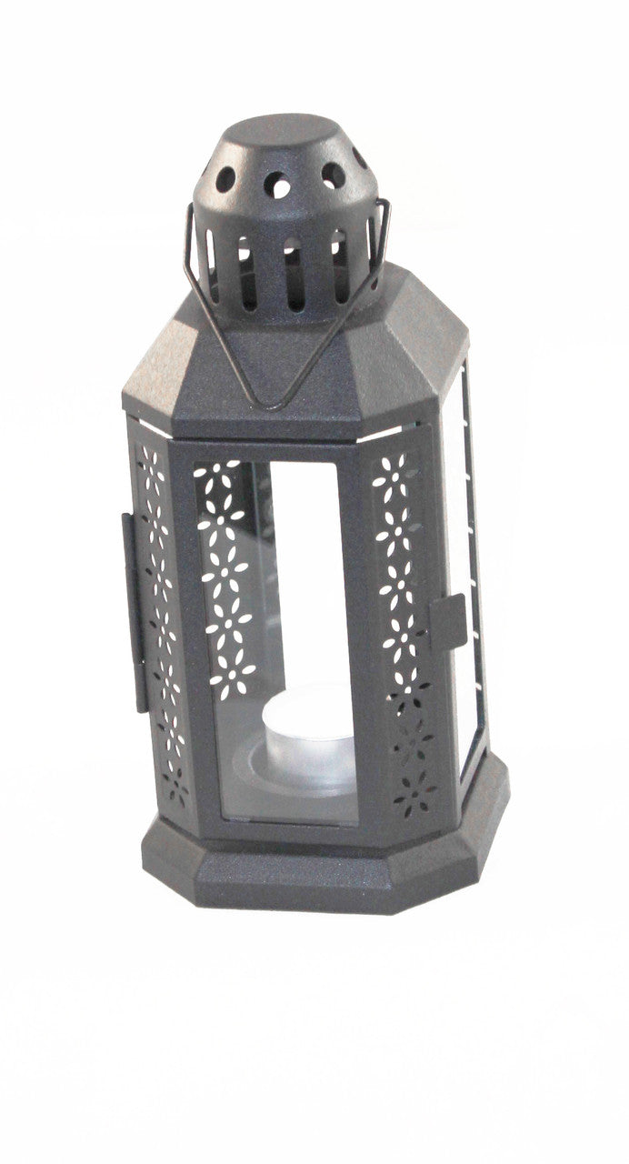 10 Pack of Dark Grey Metal Miners Lantern Summer Wedding Home Party Room Balconey Deck Decoration 21cm Tealight Candle