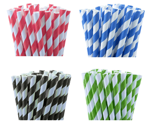 1000 Bulk Pack Red White Drinking Straws Biodegradable Eco