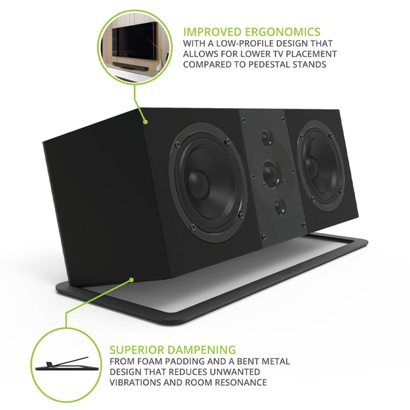 Kanto S10 Low-Profile Angled Sound Bar and Center Channel Speaker Stand for Home Theater