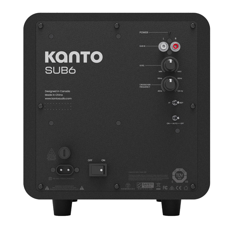 Kanto SUB6 200W 6" Sealed Powered Subwoofer, Matte Black