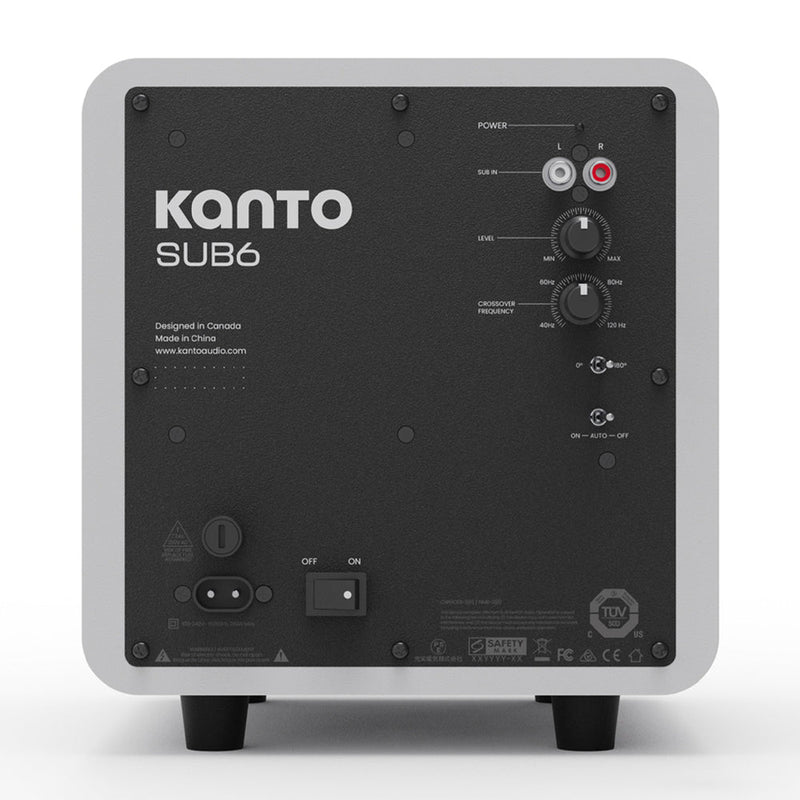 Kanto SUB6 200W 6" Sealed Powered Subwoofer, Matte White