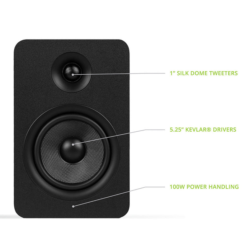 Kanto YU Passive 5.25" Speakers with 1" Silk Dome Tweeter and 5.25" Kevlar Woofer - Black, Pair