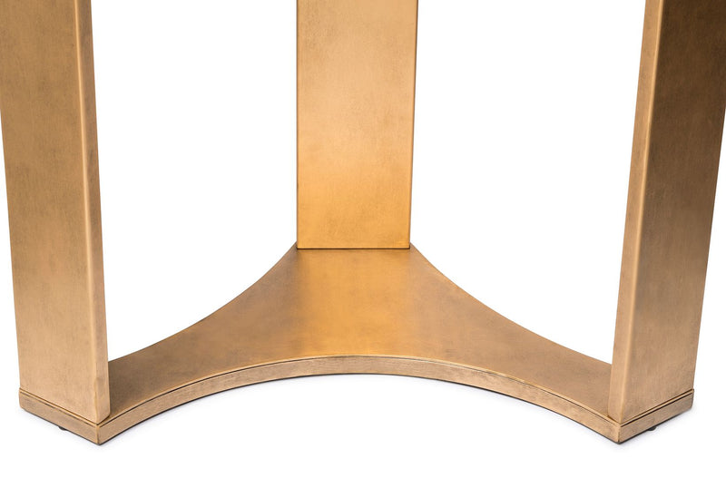 Contemporary Half Round Brass and Black Hallway Console Table