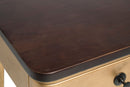 Modern Bedside Table in Brass Finish with Storage Drawer and Wood Top
