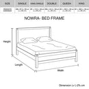 Bed Frame Queen Size in Solid Wood Veneered Acacia Bedroom Timber Slat in Oak