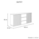 Buffet Ceramic Table Top MDF Cabinet Storage Stainless Steel In White